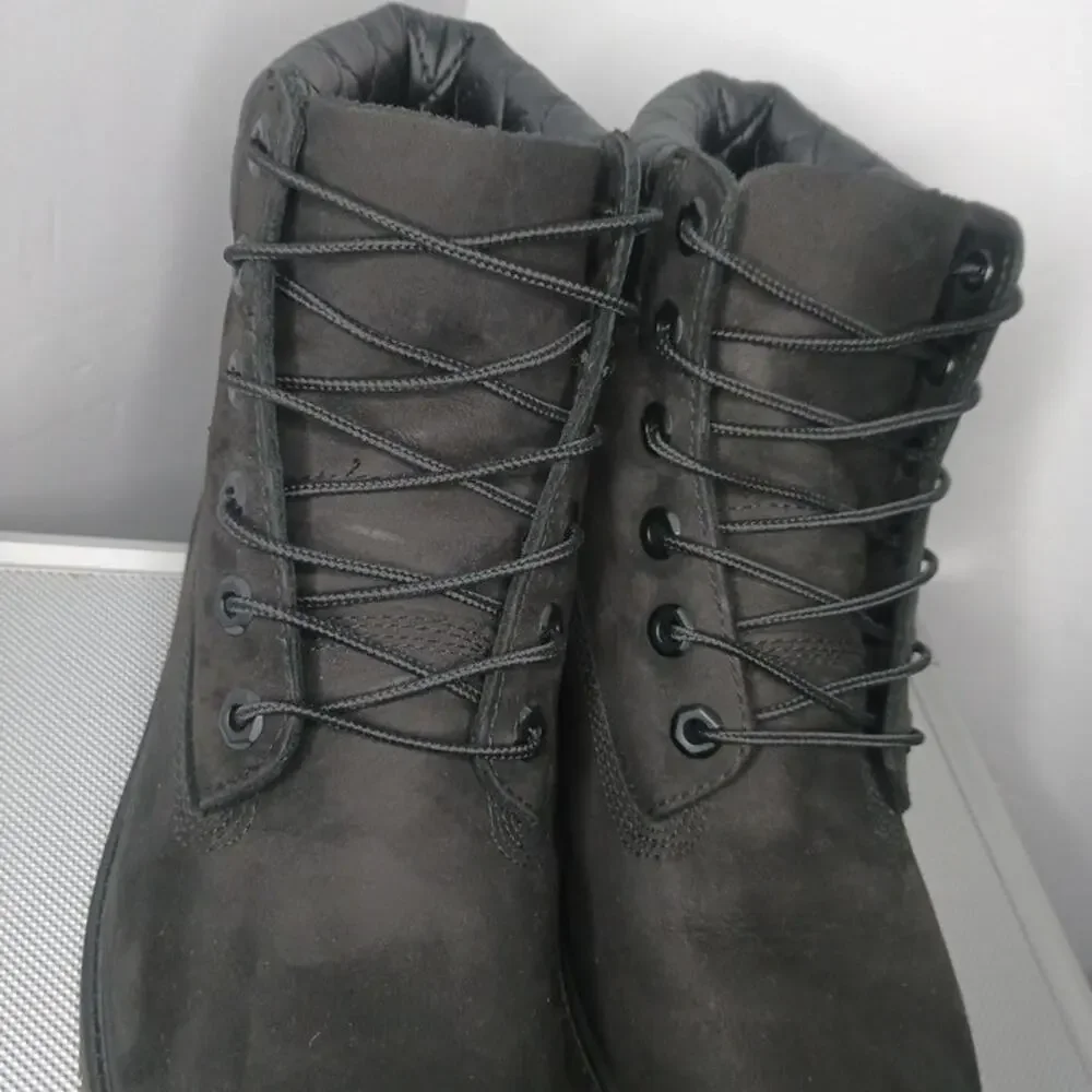 Timberland Mens Size 6 US 6.5 UK Black Suede Leather 6-Inch Boots Waterproof